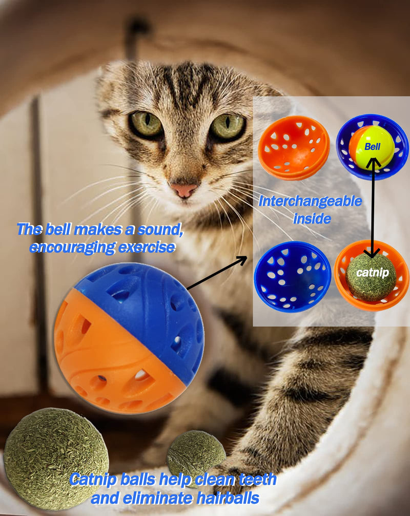 Catnip Ball Toys Including 2 Catnip Balls and 1 Jingle Ball Toy, Chew Toys Teeth Cleaning Hairball Removal - Interactive Cat Kicker Kitty Toys Cat Ball Toys - PawsPlanet Australia