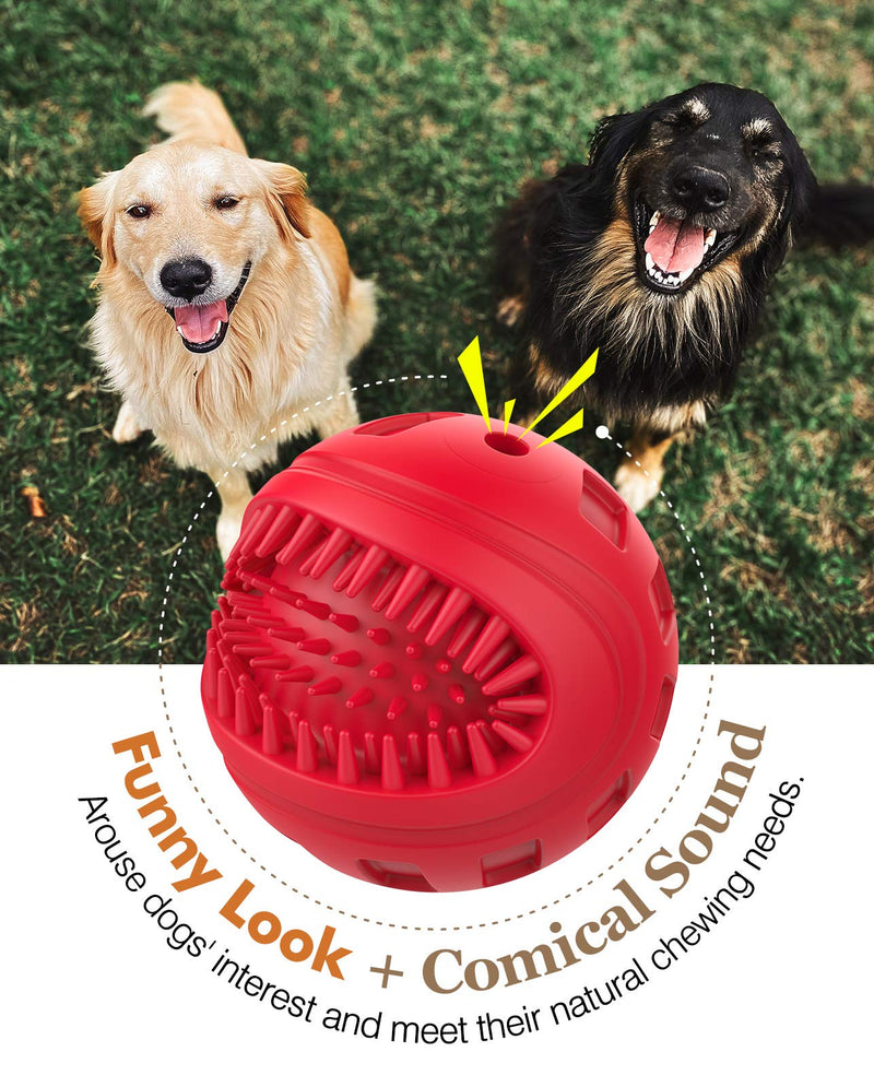 Pawaboo Squeaky Ball Dog Toys, Medium and Large Pets Dog Ball Sound Toys, Clean Teething Chew Toys, Washable Rubber Chewing Spiky Ball Toys, Suitable for Outdoor and Indoor - Red - PawsPlanet Australia