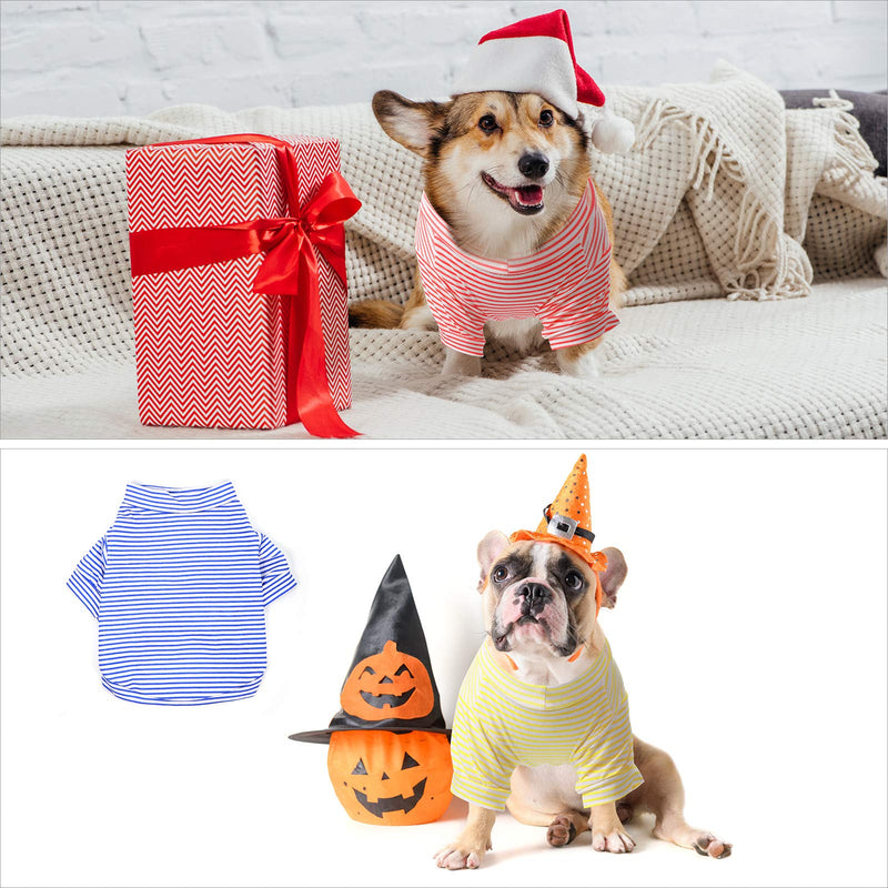 [Australia] - 4 Pieces Dog Striped T-Shirts, Pet Plain Striped Shirts with Short Sleeves, Comfortable Cotton Dog Clothes for Small Dogs and Puppy, 4 Colors L 