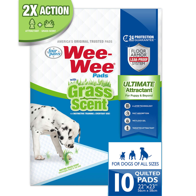 Four Paws Wee-Wee Grass Scented Puppy Pad 10 Count - PawsPlanet Australia