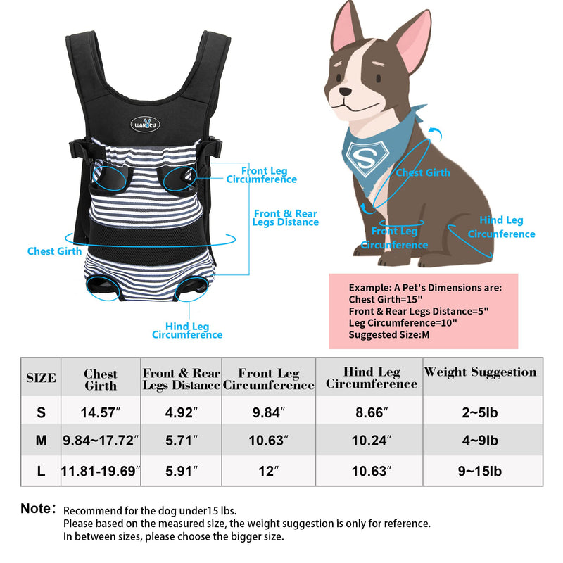 wakytu Dog Front Carrier Backpacks for Small Dogs, Legs Out Pet Carrier Sling Backpack with Adjustable Padded Ventilated Shoulder Straps, Easy-Fit for Traveling Hiking Camping 1.0 Stripes - PawsPlanet Australia