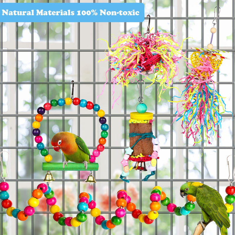 KEVOTOMP Bird Parakeet Toys Parrot Chewing Toys Foraging Shredder Toy Parrot Cage Foraging Hanging Toy Bird Swing Perch for Conure Cockatiel Budgies Lovebird Parrotlet Small Birds Style A - PawsPlanet Australia