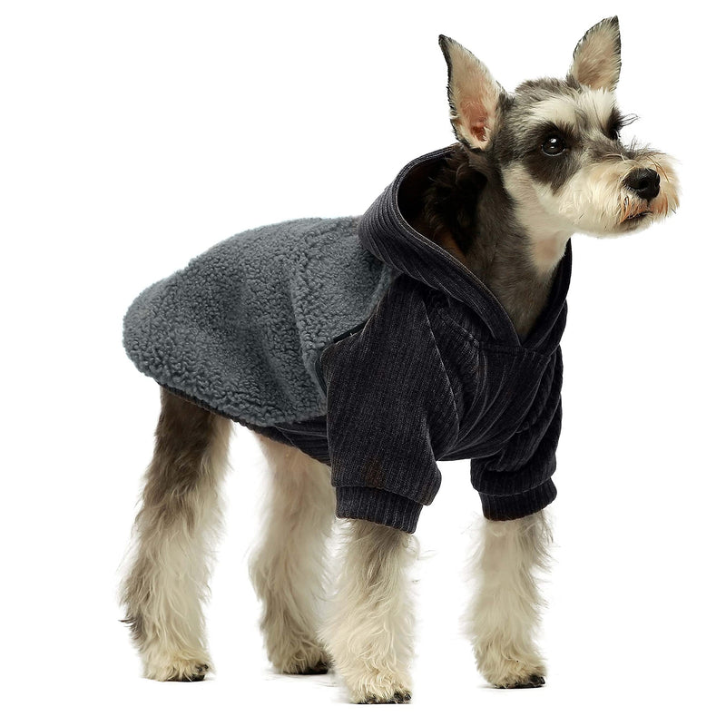 Fitwarm Velvet Thermal Dog Coat Puppy Winter Clothes Girl Pet Jacket Cat Hoodie Outfits Pullover Doggie Sweatshirt XS Grey - PawsPlanet Australia