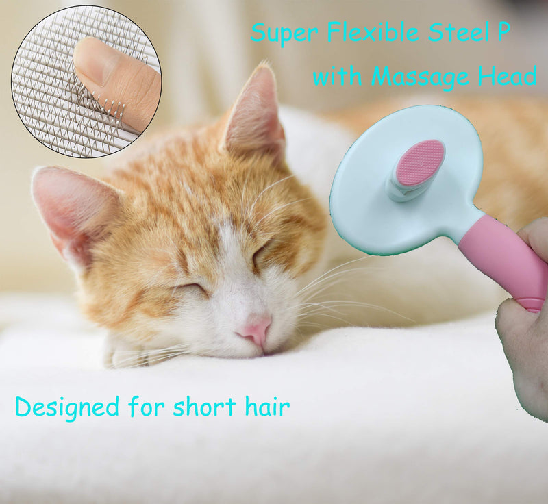 [Australia] - KIRTI Self Cleaning Slicker Brush for Dogs and Cats, Pet Grooming Hair Brush with Pin,Improve Blood Circulation and Massage Vibrant Pink 