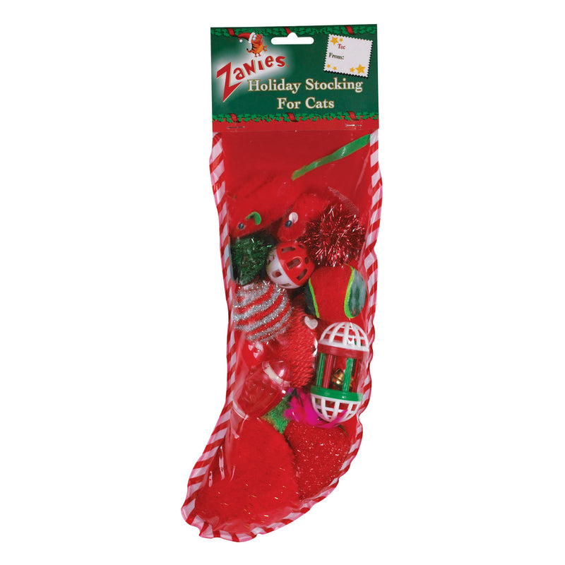 [Australia] - Grriggles Zanies Fun Filled Holiday Cat Stocking with Assorted Cat Toys Red 