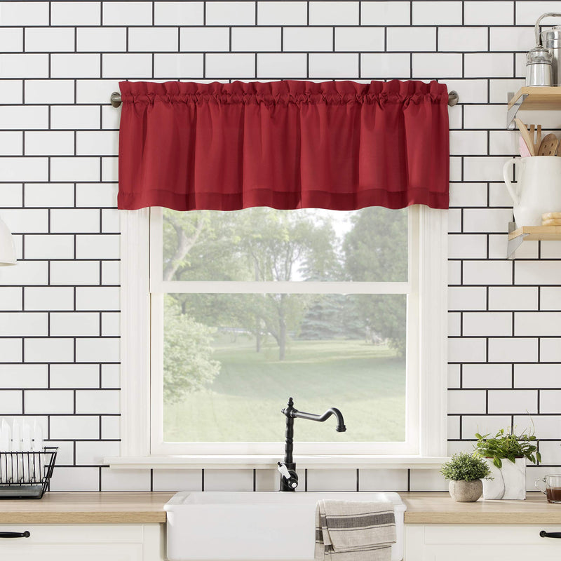 No. 918 Martine Microfiber 3-Piece Kitchen Curtain Set, 54 in x 36, Red 54 in x 36 in (3 Piece) Kitchen Set - PawsPlanet Australia