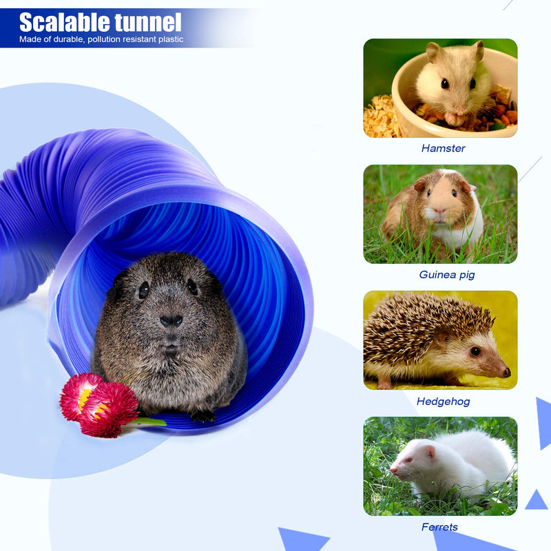 Bac-kitchen 2 Pack Small Animal Play Tunnel,Play Tunnel & Seagrass Tunnel & 3Pack Grass Balls,Collapsible Plastic Tube and Multiple Entrances Grass Tunnel Perfect for Hamsters,Chinchillas,Rats Blue-M+Grass - PawsPlanet Australia