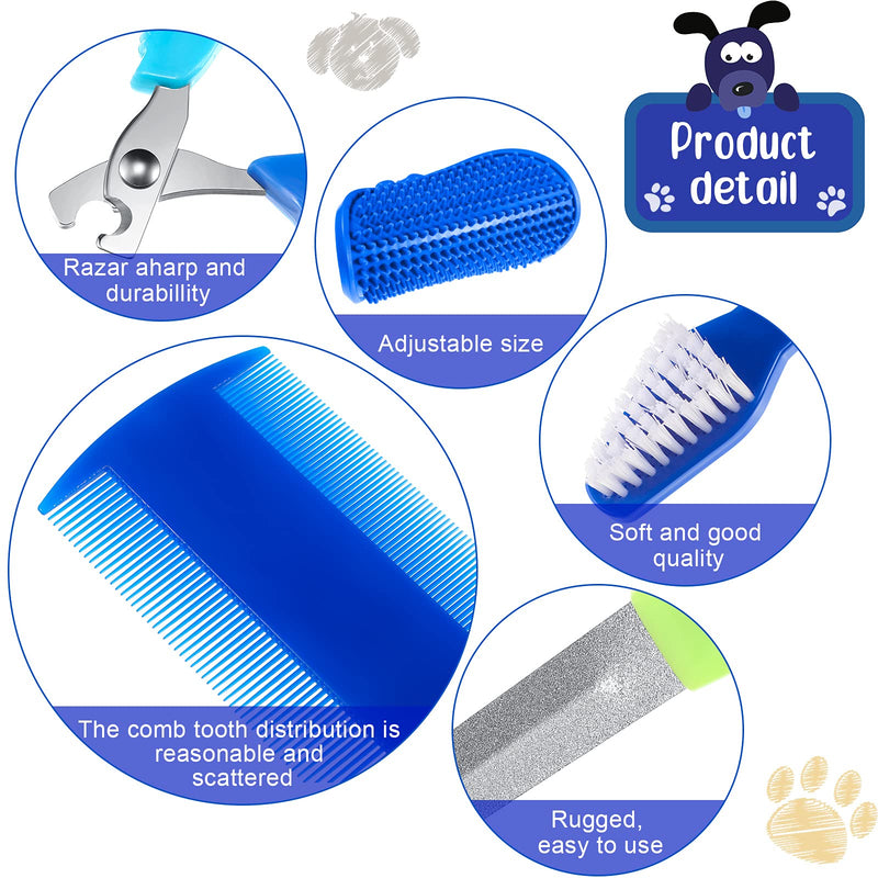 12 Pieces Rabbit Grooming Kit Nail Clipper and Trimmer Pet Hair Remover Long and Short Comb Tear Stain Remover Comb Small Animal Massage Brush Double-Sided Comb and Toothbrush for Bunny Rabbit Hamster Blue - PawsPlanet Australia