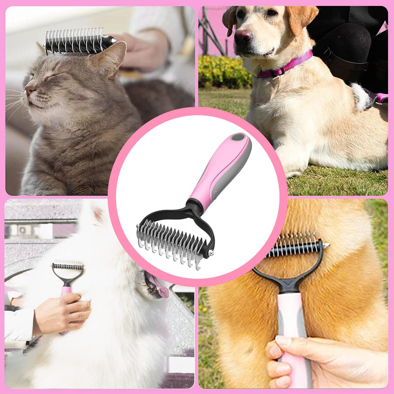 ORYIAH undercoat brush de-matting curry comb for dogs and cats with medium to long hair - undercoat comb removes undercoat & tangles | Thinning & Top Hair Protection Pink - PawsPlanet Australia