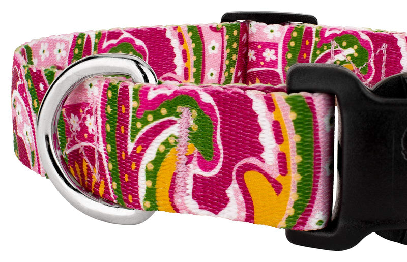 [Australia] - Country Brook Design - Deluxe Dog Collar - Paisley Collection Large, 1 Inch Wide Pink Paisley 