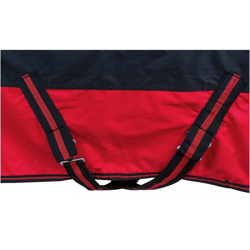 RL24 - Pasture blanket winter blanket high neck 600D BASICLINE with nylon lining, polar fleece lining or filling in 100g, 200g, 300g black/red 125cm (polar fleece lining) - PawsPlanet Australia