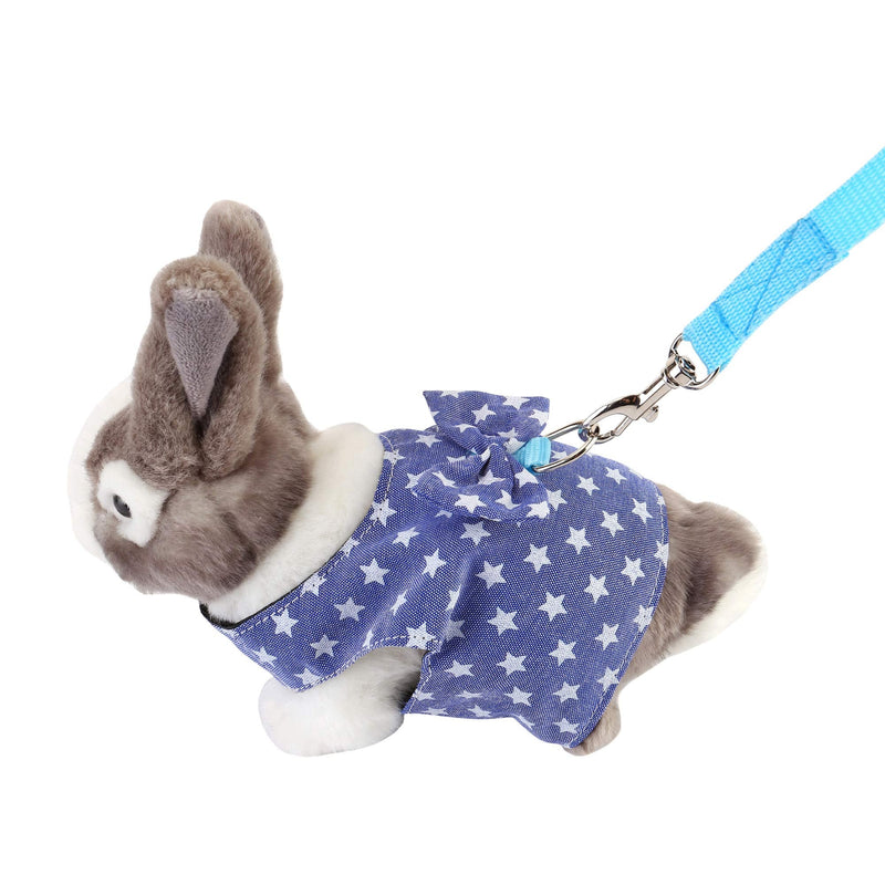 Filhome Adjustable Rabbit Harness Leash, Bunny Harness Leash Cute Vest Harness for Rabbit Ferret Bunny Kitten Guinea Pig Walking (Blue) Blue - PawsPlanet Australia