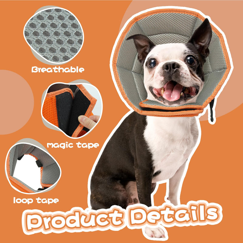 Kuoser collar dog, comfortable leak protection dog, protective measures protective collar dog, adjustable dog collar, dog neck brace leak protection for dogs, prevention of bite and lick wounds, orange M M---neck circumference: 28-36cm orange - PawsPlanet Australia