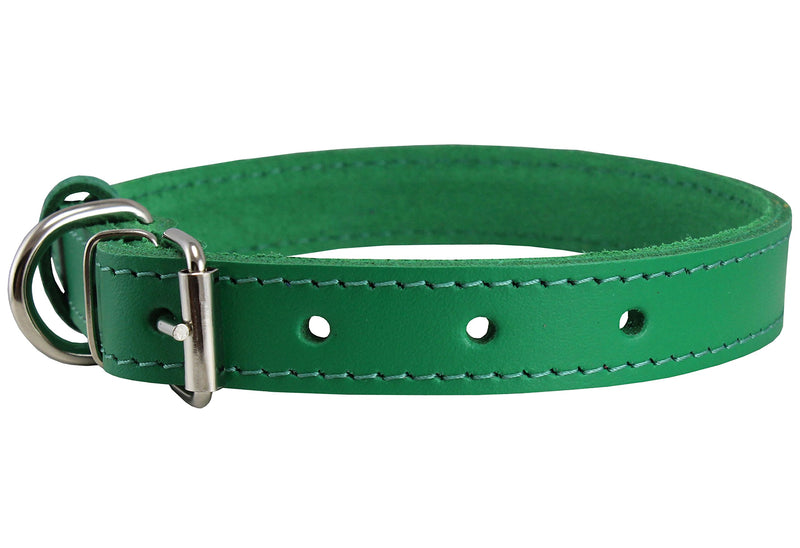 [Australia] - Genuine Leather Dog Collar Green 7 Sizes 13"-16" Neck; 3/4" Wide 