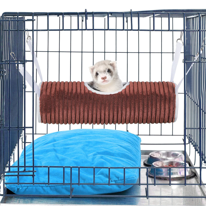 Small Animal Double Layer Hammock and Hamster Hanging Tunnel Hammock Small Pet Cage Hammock Small Animals Hanging Tunnel Hamster Bed for Guinea Pig and Hamster, Hedgehogs, Rats, Brown - PawsPlanet Australia