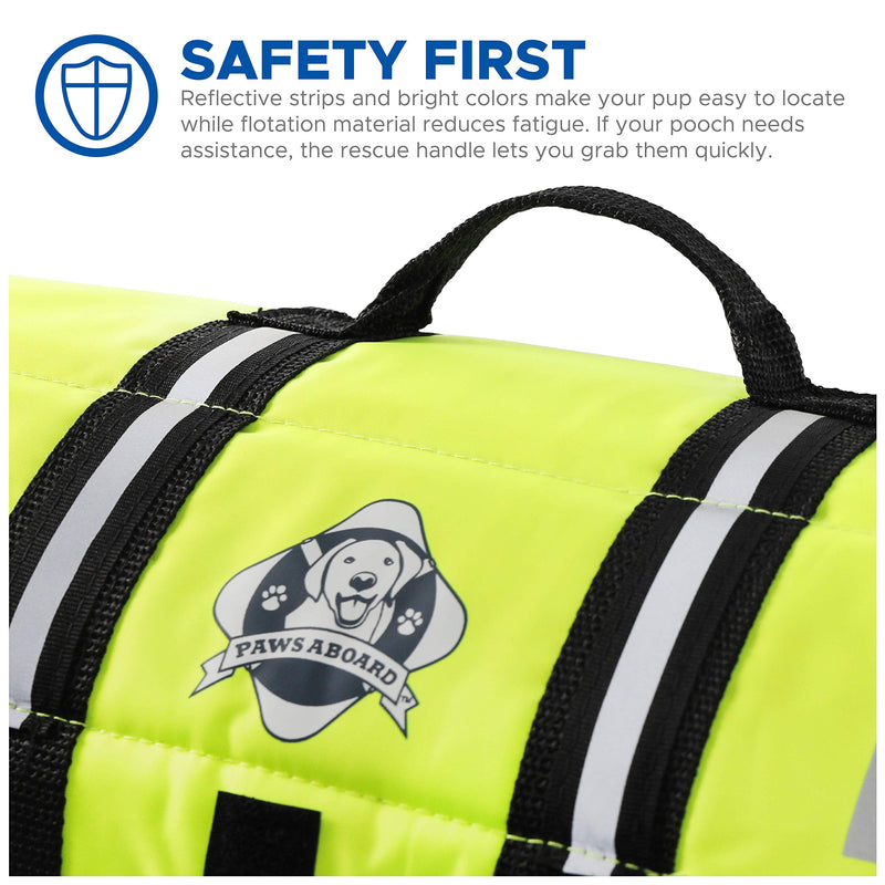 Paws Aboard Dog Life Jacket, Fashionable Dog Life Vest for Swimming and Boating - Neon Yellow - PawsPlanet Australia