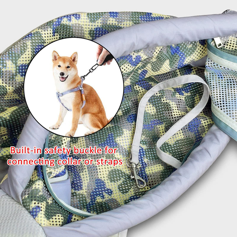 Cuby Dog and Cat Sling Carrier – Hands Free Reversible Pet Papoose Bag - Soft Pouch and Tote Design – Adjustable – Suitable for Puppy, Small Dogs, and Cats for Outdoor Travel ArmyGreen - PawsPlanet Australia