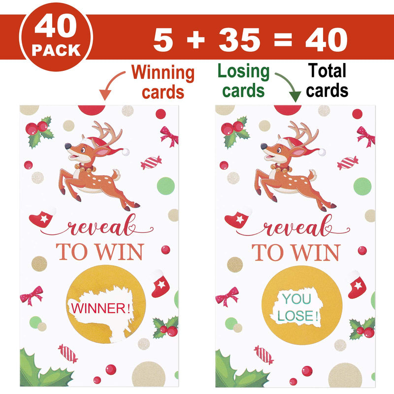 Outus 40 Pieces Christmas Reindeer Scratch Off Cards Festive Raffle Tickets Christmas Scratch Off Paper Crafts Christmas Party Game for Kids and Adults Holiday Events Groups - PawsPlanet Australia