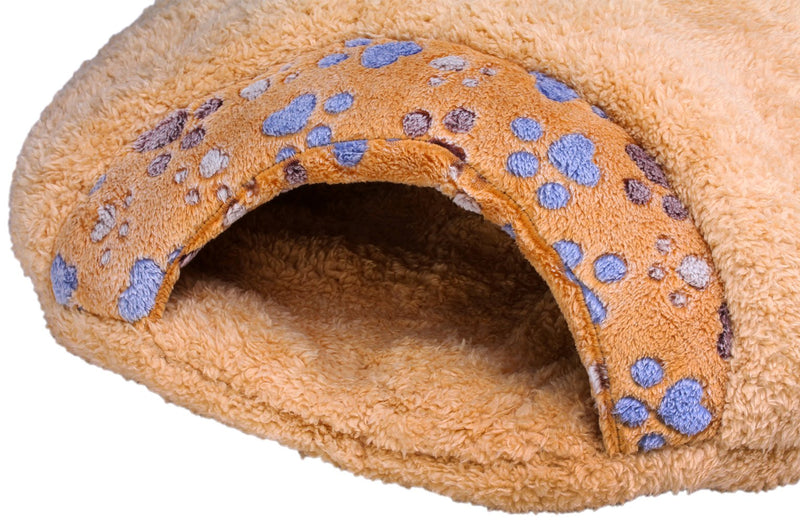 [Australia] - QUMY Cat Sleeping Bag Warm Soft Puppy Cat Bed Cave Igloo Nest Brown (21.5'' 18.8'' 5.1'' ) 