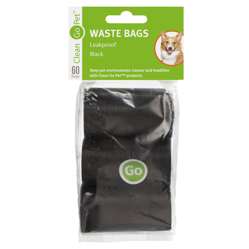 [Australia] - Clean Go Pet Replacement Dog Waste Bags, 20-Count Rolls, Durable, Leakproof Plastic Poop Bags, Black 3 Pack 