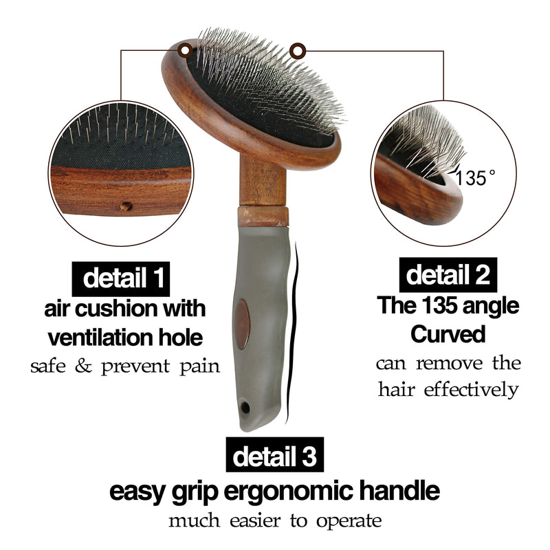 [Australia] - HOP Home of Paws Slicker Pet Grooming Brush for Dogs and Cats - Professional Pet Shedding Grooming Tool for Small, Medium & Large Dogs and Cats, with Short to Long Hair, Lotus Wood 