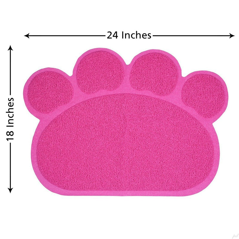 DINOWIN Cat Litter Mat Food,PVC Paw Pet Mat Waterproof Non-slip Pet Feeding Mat Pet Bowl Mat,45 x60 CM (Rose) Rose - PawsPlanet Australia