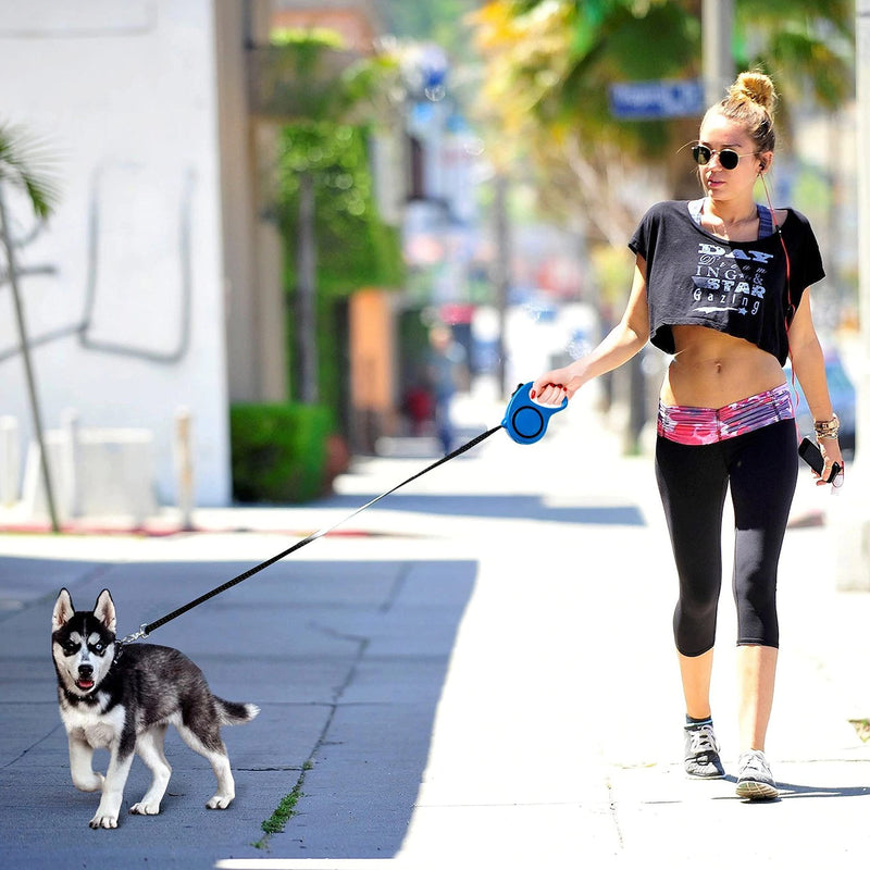 Retoo roll-up dog leash 3 m for small and large dogs, flexible band for right-hand walks, dog leash, comfortable handle, belt leash, robust pull-out leash for walking, roll-up leash, high-quality leash - PawsPlanet Australia