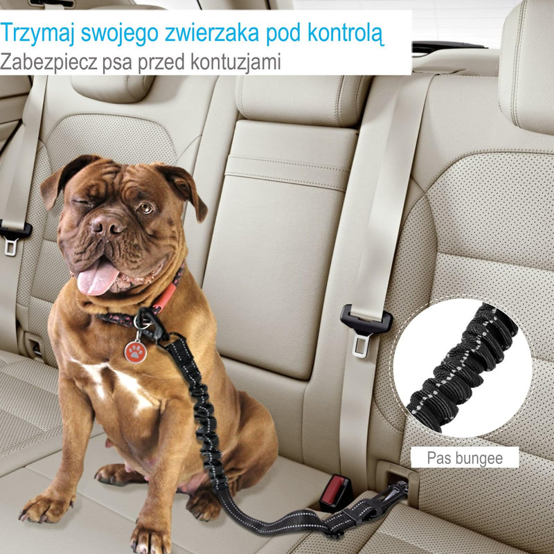 EASERIA dog belt for the car, premium dog seat belt, elastic dog seat belt with cushioning, adjustable length 54-72-90cm, for small and medium dogs and all car types, black - PawsPlanet Australia