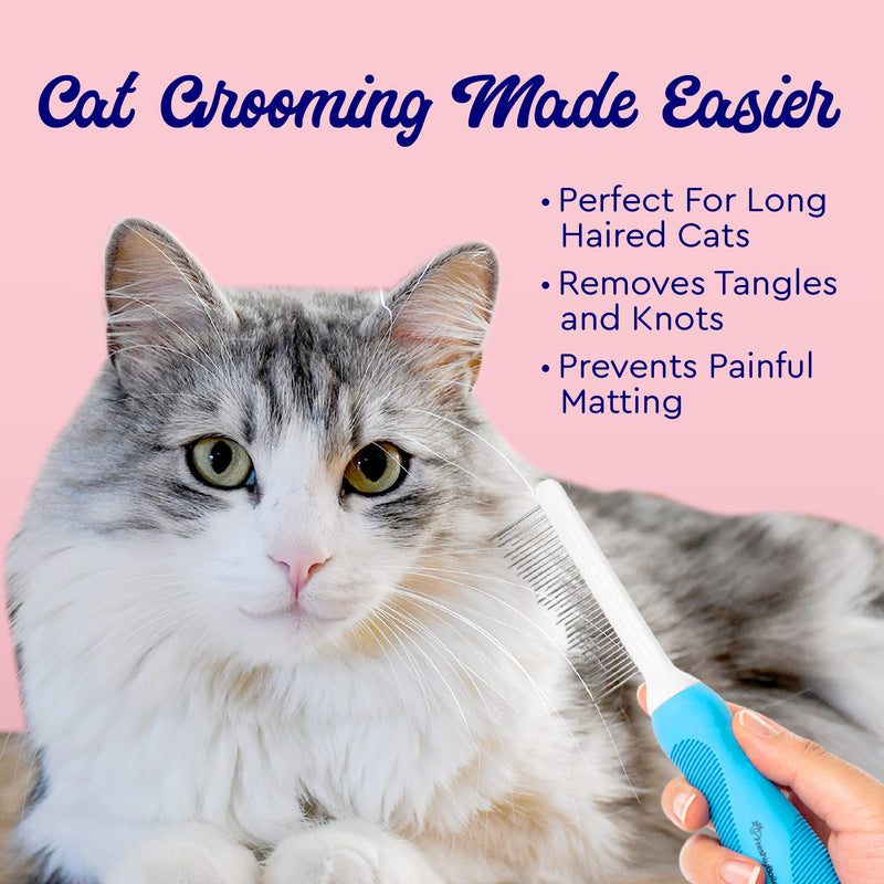 Dog & Cat Combs For Grooming Long Haired Cats & Dogs - Top Pet Detangler Brush For Long & Curly Hair - Comb Removes & Prevents Matted Fur - Perfect For Goldendoodle, Poodle Mixes, and Cat Undercoat - PawsPlanet Australia