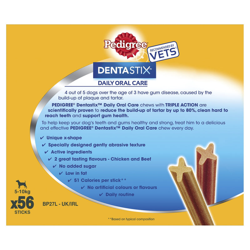 Pedigree Dentastix Daily Oral Care Small Dog 5-10 k g, 56 Sticks, Pack of 1 - PawsPlanet Australia