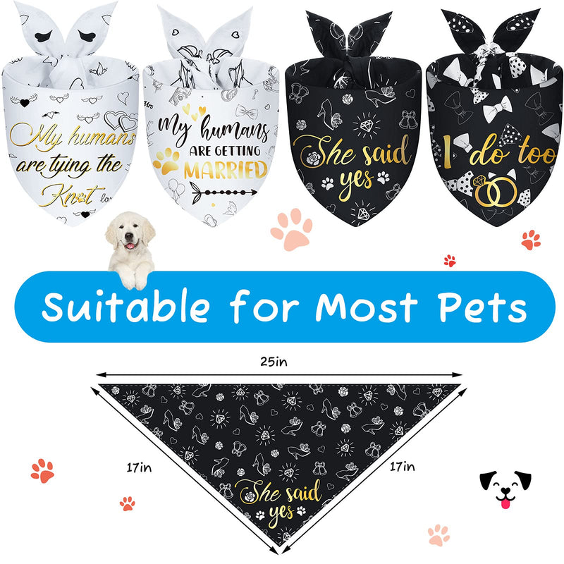 4 Pieces Wedding Dog Bandana My Humans are Getting Married Pet Bandana She Said Yes Dog Scarf Dog Engagement Announcement Pet Wedding Photo Prop for Dogs and Cats - PawsPlanet Australia