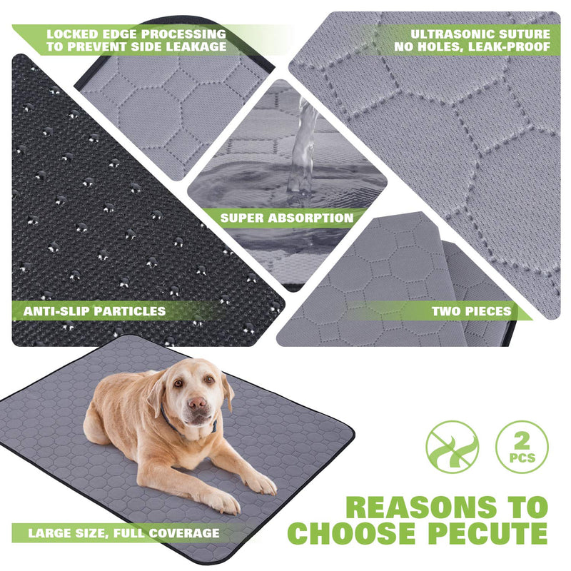 pecute Dog Pee Pads Puppy Training Mats Washable Reusable, Pet Pee Pad with 4 Layer Structure Strong Water Absorption Leak-proof Non-slip for Cat Dog Rabbit (XL,140 * 100cm, 2 PCS) XL: 140 x 100 cm - PawsPlanet Australia