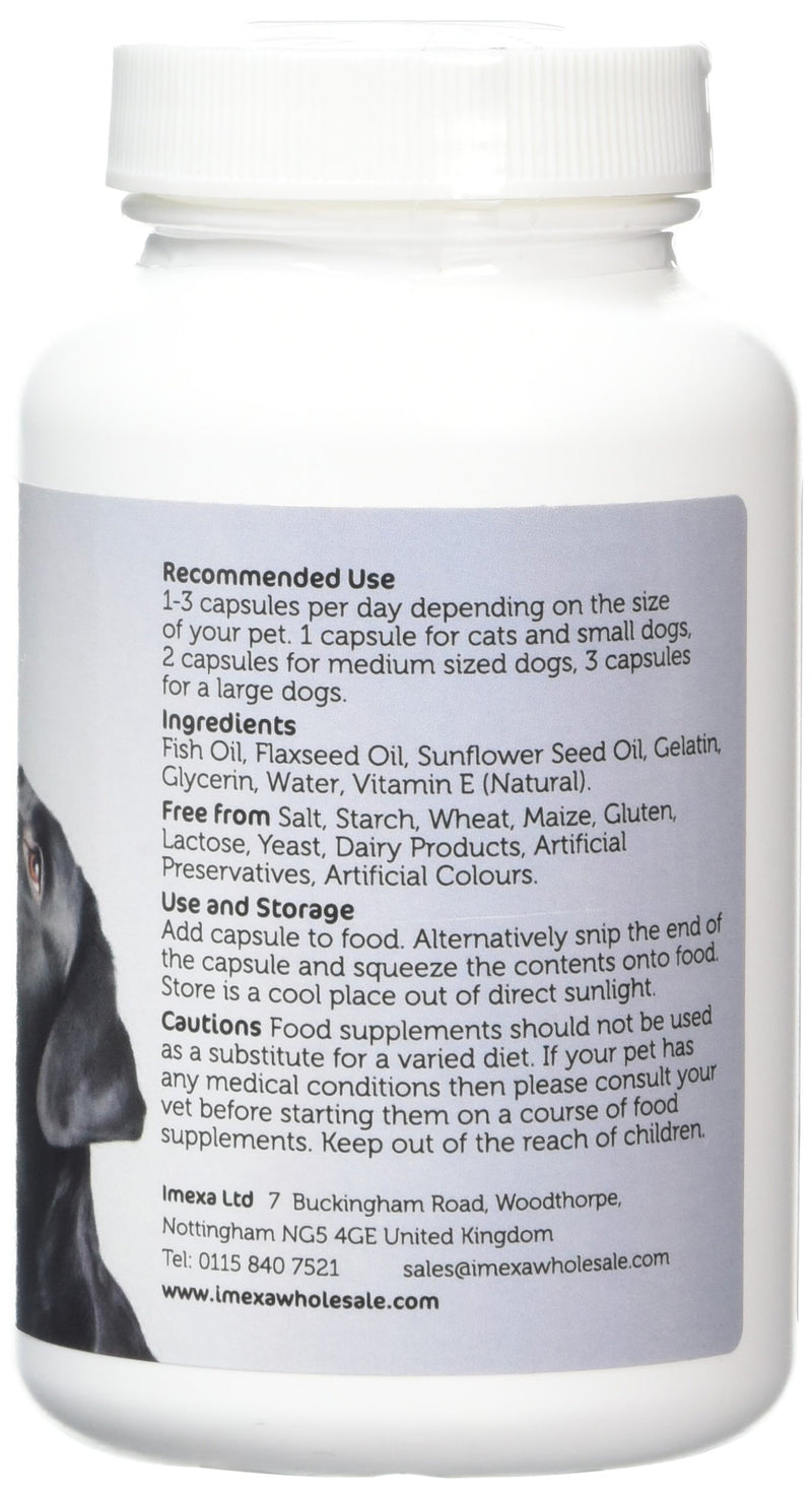 Imexa Balanced Omega 3, 6 and 9 Essential Fatty Acids Softgel Capsules for Dog 1000mg (Pack of 90) - PawsPlanet Australia