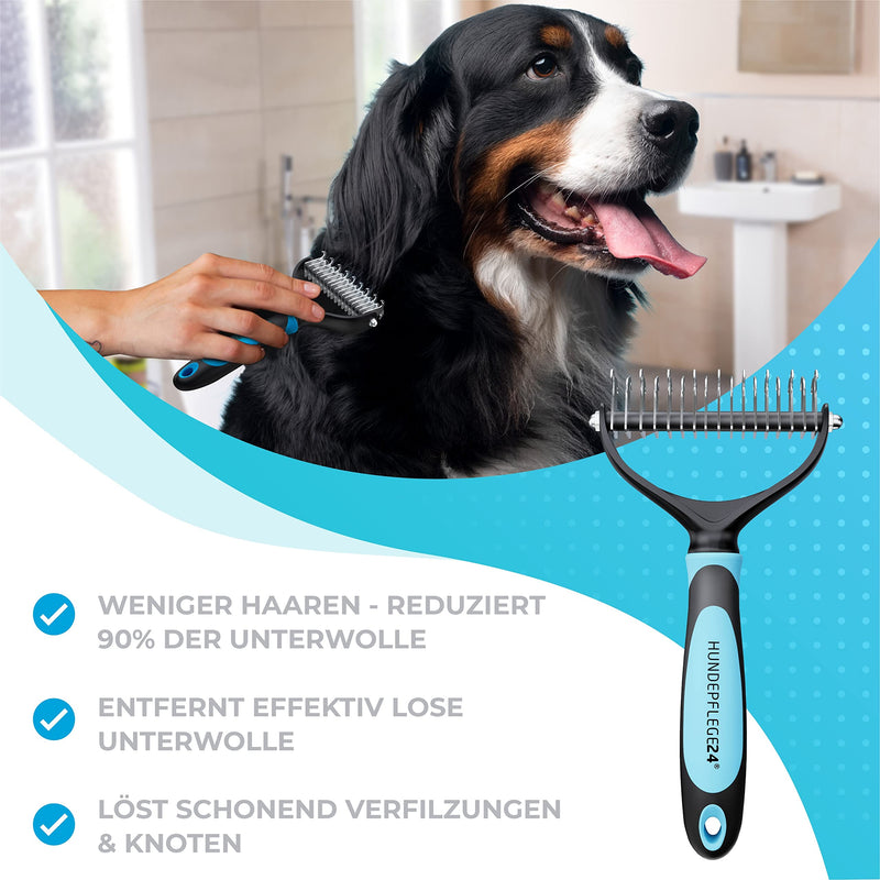 Hundepflege24 dog brush long hair - up to 90% less loose fur, removes undercoat and tangles - for medium-length and long fur - dog brush undercoat as an undercoat brush for dogs and cats - PawsPlanet Australia