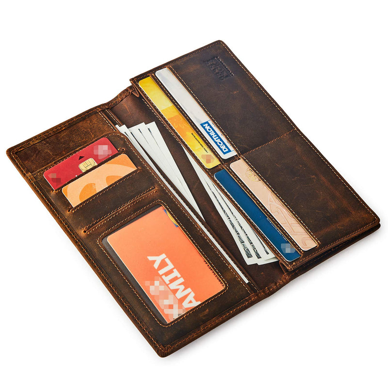 BRASS TACKS Leathercraft Men's Wallet in Portrait Format Slim Bifold Vintage Design Minimal Genuine Leather with Card Slots M Dark Brown - PawsPlanet Australia