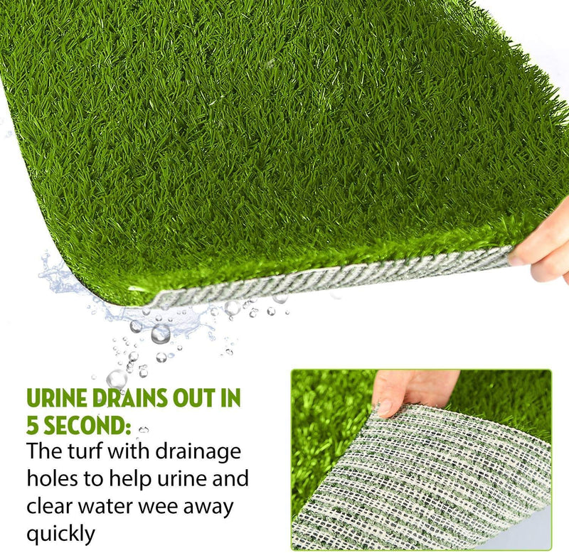 Puppy Potty Pad Grass Mat, Dog Grass Pee Pads, Artificial Turf Pet Grass Mat Replacement for Puppy Potty Trainer Indoor/Outdoor Use - Set of 2 (51 x 63 cm) 51x63 cm (Pack of 2) - PawsPlanet Australia
