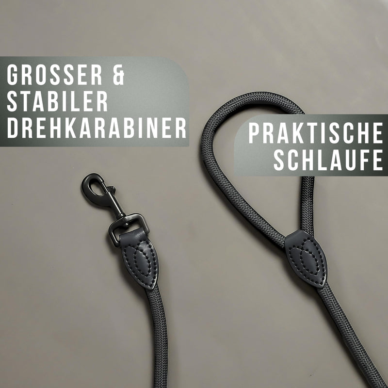ne&no rope leash for dogs 1.2 m I training leash I dog leash robust I round lead, braided I hand strap I rope leash dog I city leash I dog leash (ANTHRACITE, 120 cm) ANTHRACITE - PawsPlanet Australia