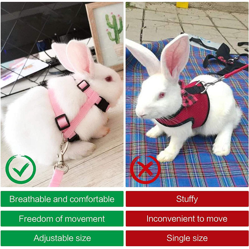 2 Pcs Rabbit Leash Rabbit Collar Rabbit Harness with Leash Adjustable Pet Harness Harness for Small Pets Pink Blue - PawsPlanet Australia