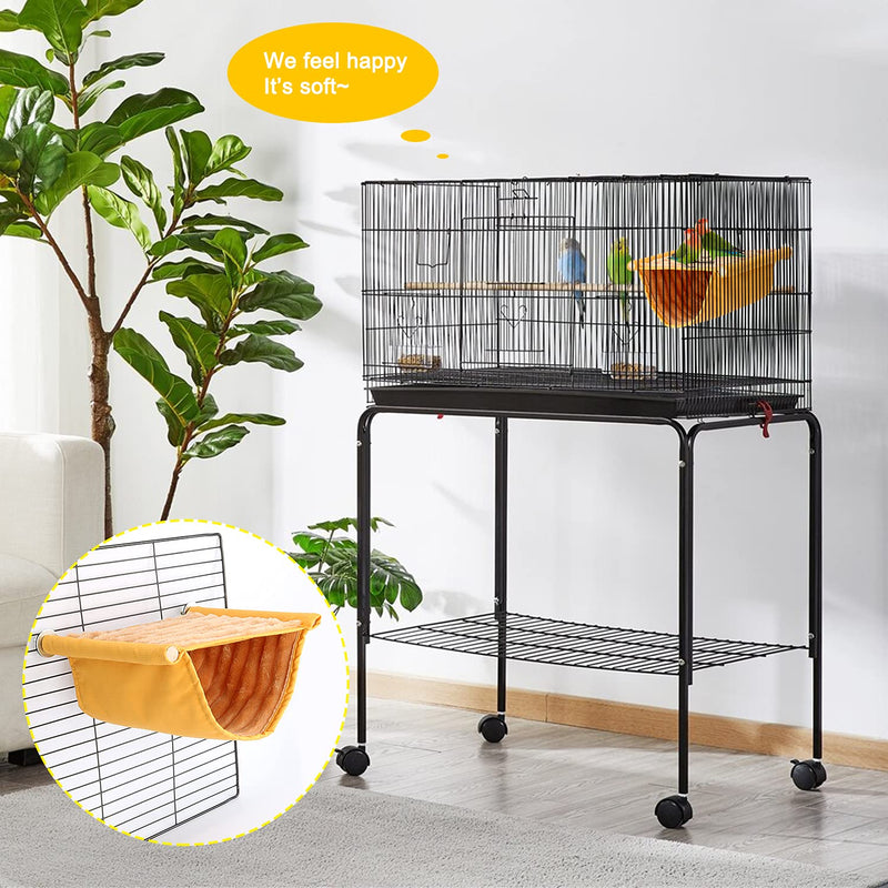 BWOGUE Winter Warm Bird Nest Bed Hanging Hammock Snuggle Hut Parrot House Tent Toy Bird Cage Perch for Parakeet Budgies Cockatiels Lovebird Cockatoo Finch Hamster Chinchilla Guinea Pig Yellow - PawsPlanet Australia