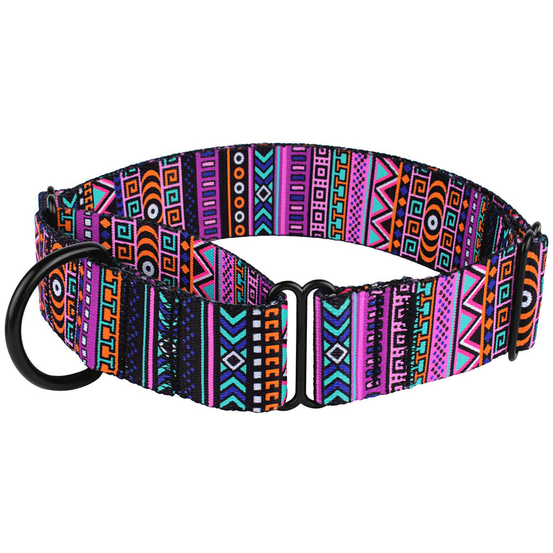 [Australia] - CollarDirect Martingale Collars for Dogs Heavy Duty Tribal Pattern Adjustable Soft Safety Training Nylon Wide Pet Collar Medium Large Pattern 2 L, Neck Size 15"-20" 