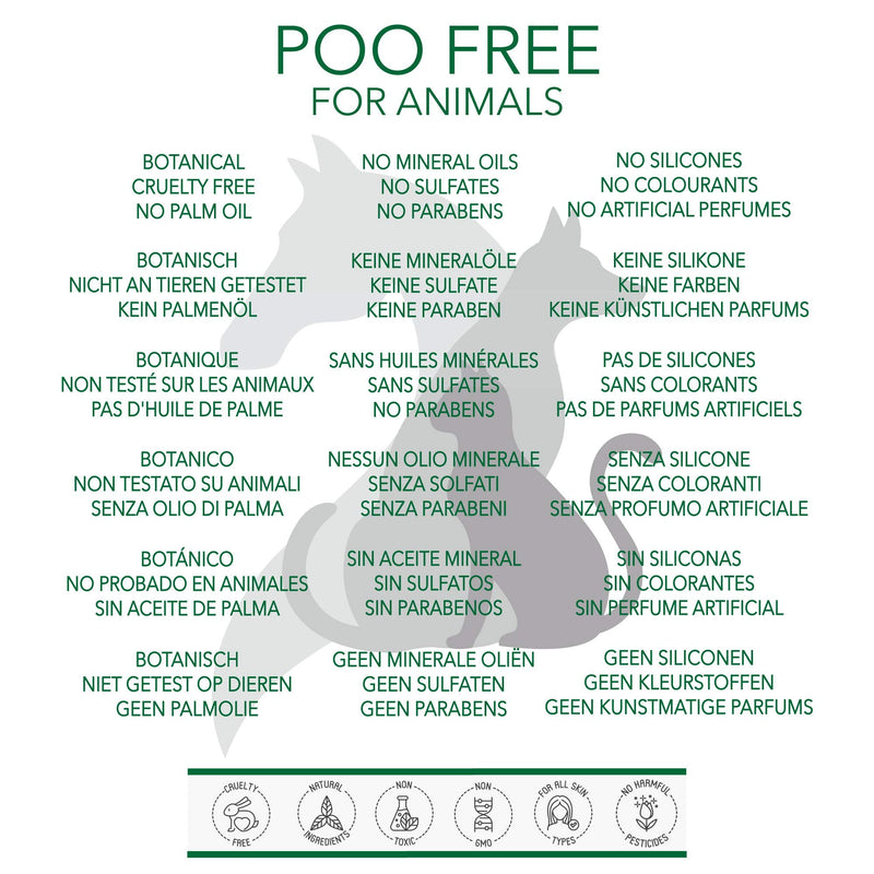 POO FREE Natural SOOTHING HORSE SHAMPOO - ALOE VERA, GERANIUM & LAVENDER - 250ml No Sulfates, No Parabens, No Silicones. Soothes, Relieves Itchiness, Eliminates Germs and Smells. Concentrated. - PawsPlanet Australia