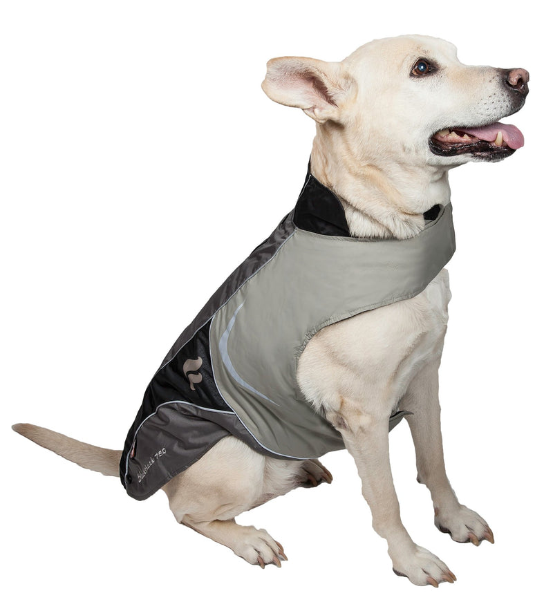 [Australia] - DOGHELIOS 'Lotus-Rusher' Waterproof 2-in-1 Pet Dog Jacket Coat with Removable Polar Fleece Lining w/ Blackshark technology, X-Large, Grey, Black 