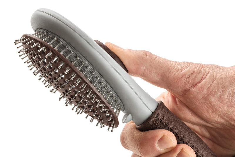 HUNTER SPA self-cleaning grooming brush for dogs, 22.5 x 8.0 cm, L, gray / brown - PawsPlanet Australia