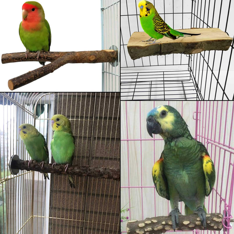 kathson Wood Bird Perch Wooden Parrot Stand Toy Parakeet Standing Platform Chew Toys Natural Cuttlebone Paw Grinding Stick Cockatiels Cage Accessories Exercise Toy for Conures Budgies Lovebirds 5PCS - PawsPlanet Australia