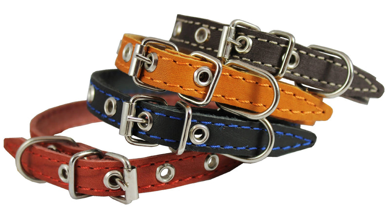 [Australia] - Real Leather Dog Collar 9.5"-13" Neck Size, 1/2" Wide Chihuahua, Puppies 