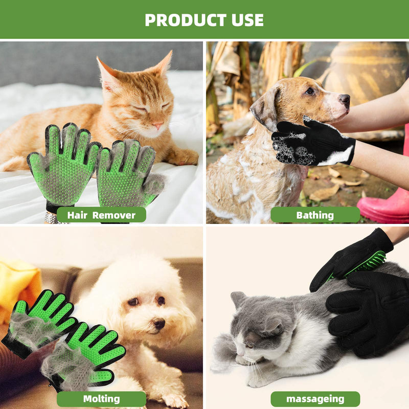JZXOIVA Pet Hair Remover Gloves, Pet Grooming Gloves for Cats, Dogs & Horses, Dog Brush Glove for Shedding, Gentle Pet Massage Mitt for Long/Short Fur Bathing - PawsPlanet Australia