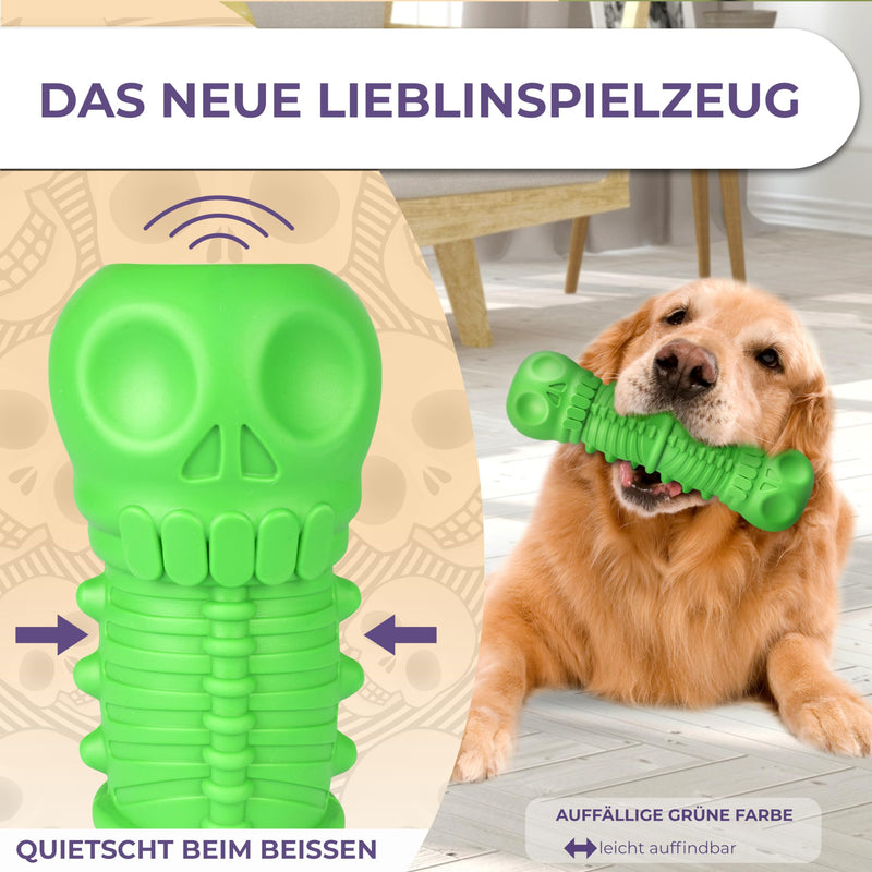 SAMNIS® - dog chew toy - green - particularly robust premium natural rubber - indestructible dog toy with normal chewing - squeaky dog toy for medium & large dogs - PawsPlanet Australia