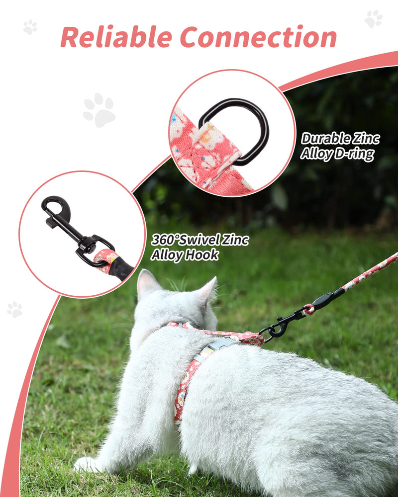 HAPPY HACHI Adjustable Soft Cat Harness Nylon Strap Safety Leash Prevent Escape for Cat Rabbit Ferret and Other Small Pet Animals (S, Pink) S - PawsPlanet Australia