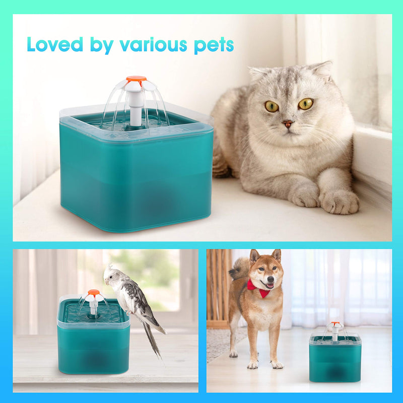 GOWEDNG Cat Water Fountain,Colorful Design,67oz/2L Ultra-quiet Pump With LED Light,Suitable Three Ways To Drink,Automatic Drinking Fountain For Cats and small Dogs (Green) Green - PawsPlanet Australia