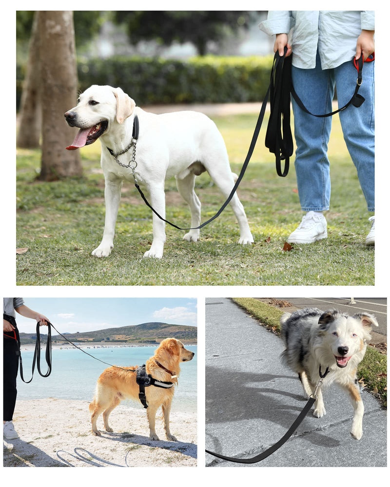 Towing leash for dogs, 6m/10m/15m towing leash with padded handle, nylon dog leash with magic paste - easy to collect, robust training leash for large to small dogs 15m black - PawsPlanet Australia